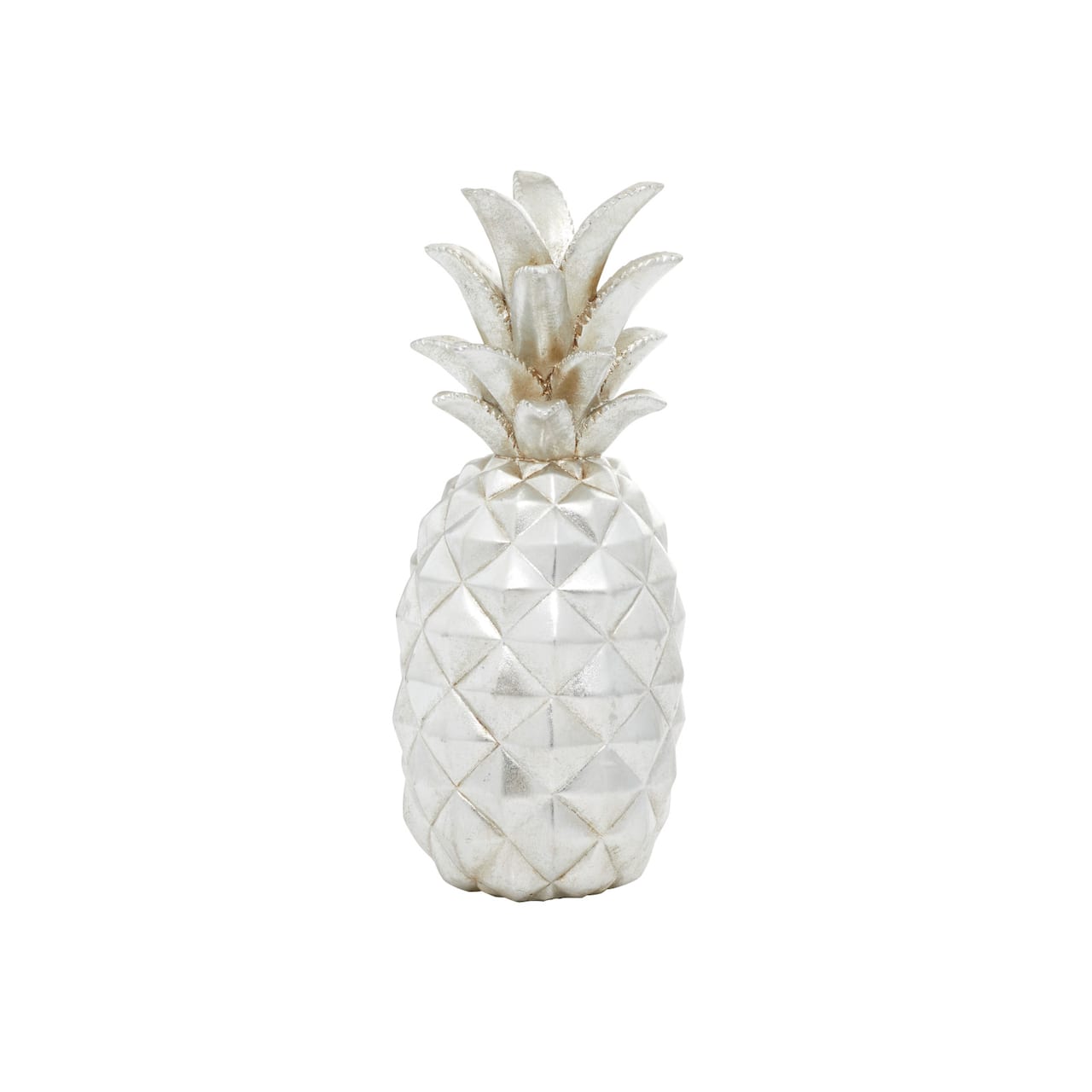 Silver Polystone Traditional Decorative Pineapple, 14" x 6" x 6"